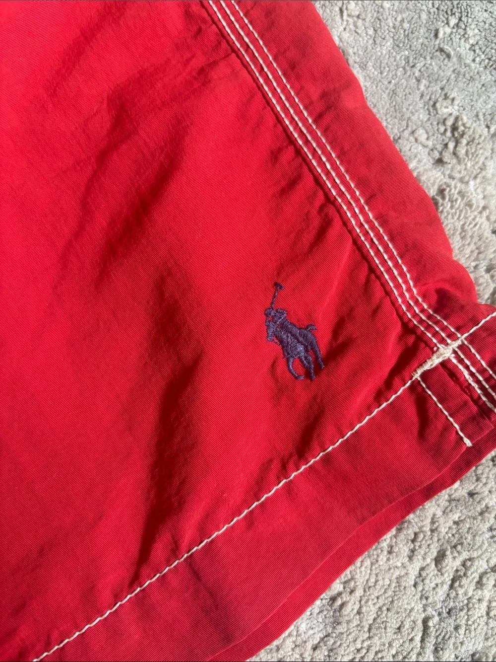 Ralph Lauren Red Men's Swim Board Shorts with Side Cargo Pocket